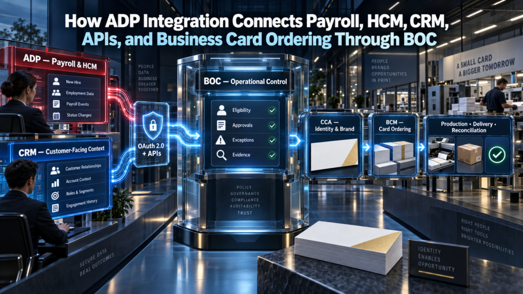 How ADP Integration Connects Payroll, HCM, CRM APIs, and Business Card Ordering Through BOC