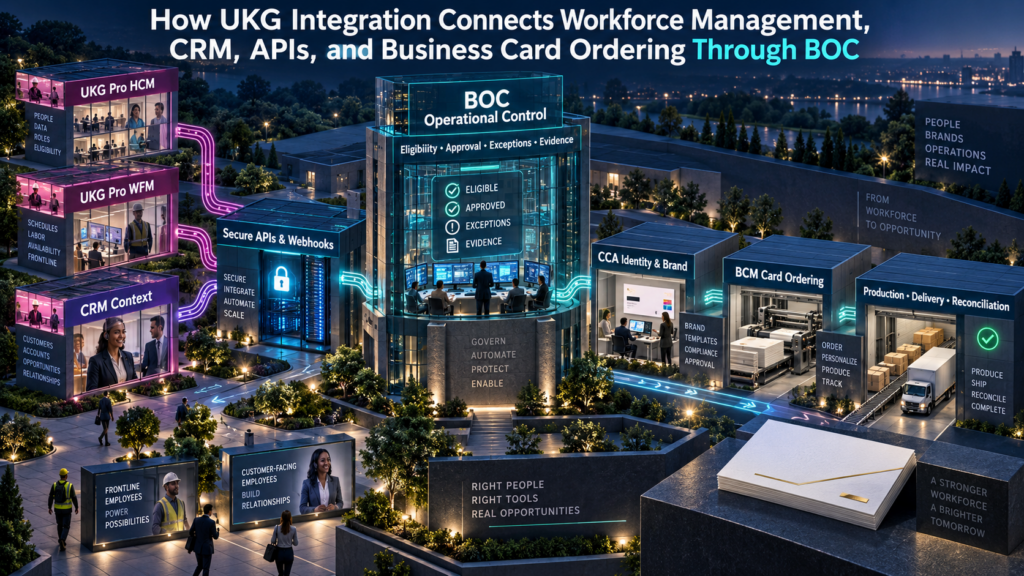 How UKG Integration Connects Workforce Management CRM APIs and Business Card Ordering Through BOC