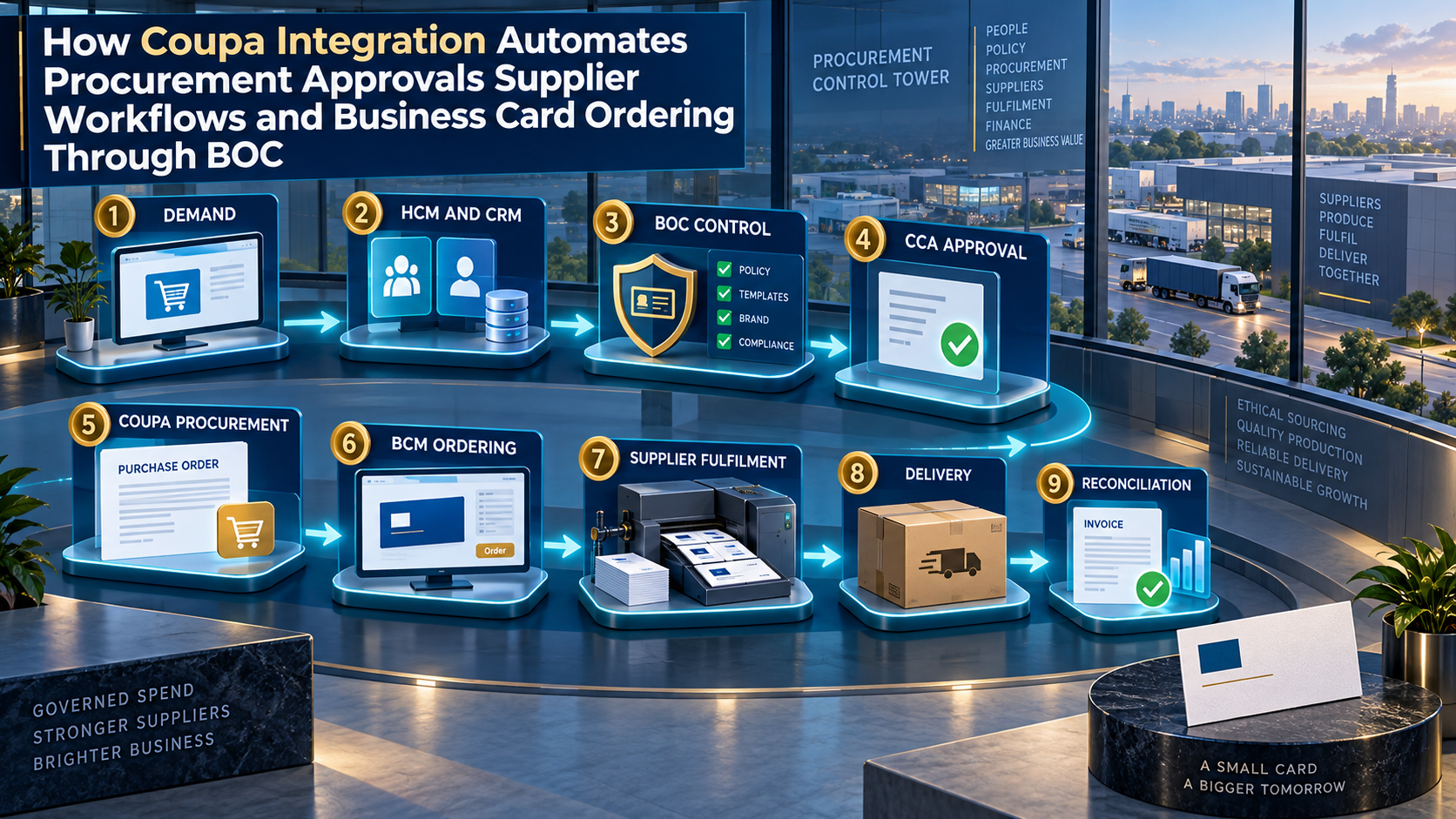 How Coupa Integration Automates Procurement Approvals, Supplier Workflows, and Business Card Ordering Through BOC