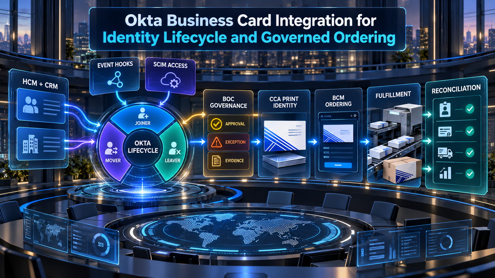 Okta Business Card Integration for Identity Lifecycle and Governed Ordering